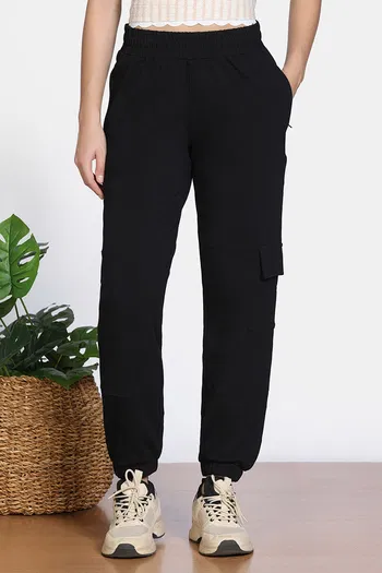 Buy Zivame 2 Mile Fashion Knit Cotton Loungewear Bottom - Black Beauty